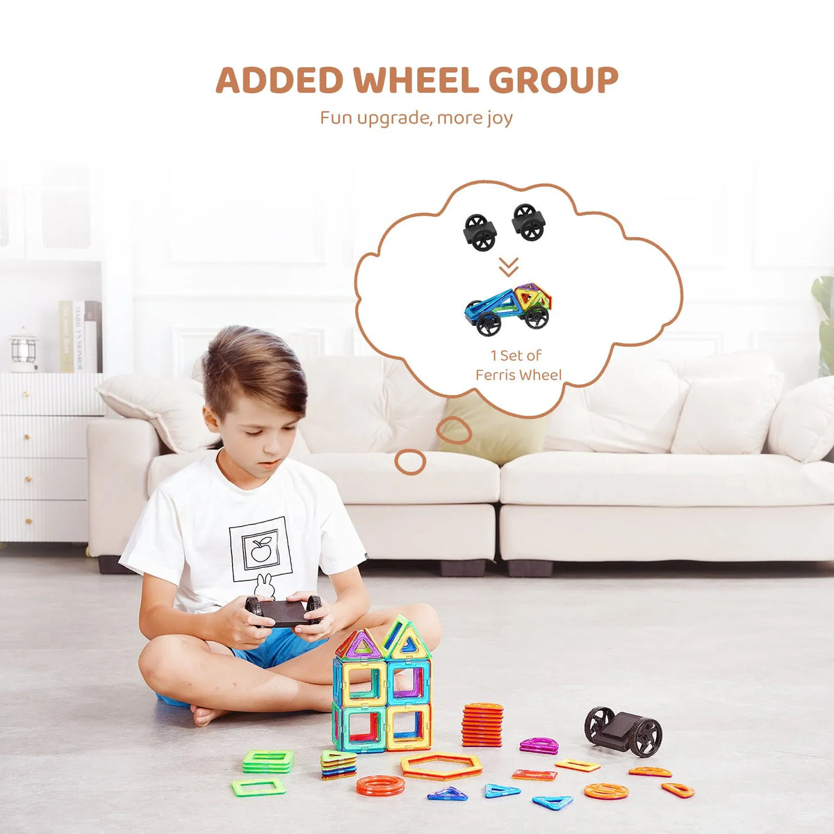 VEVOR Magnetic Tiles 62 Pieces with Wheel Set, STEM, from 4 Years