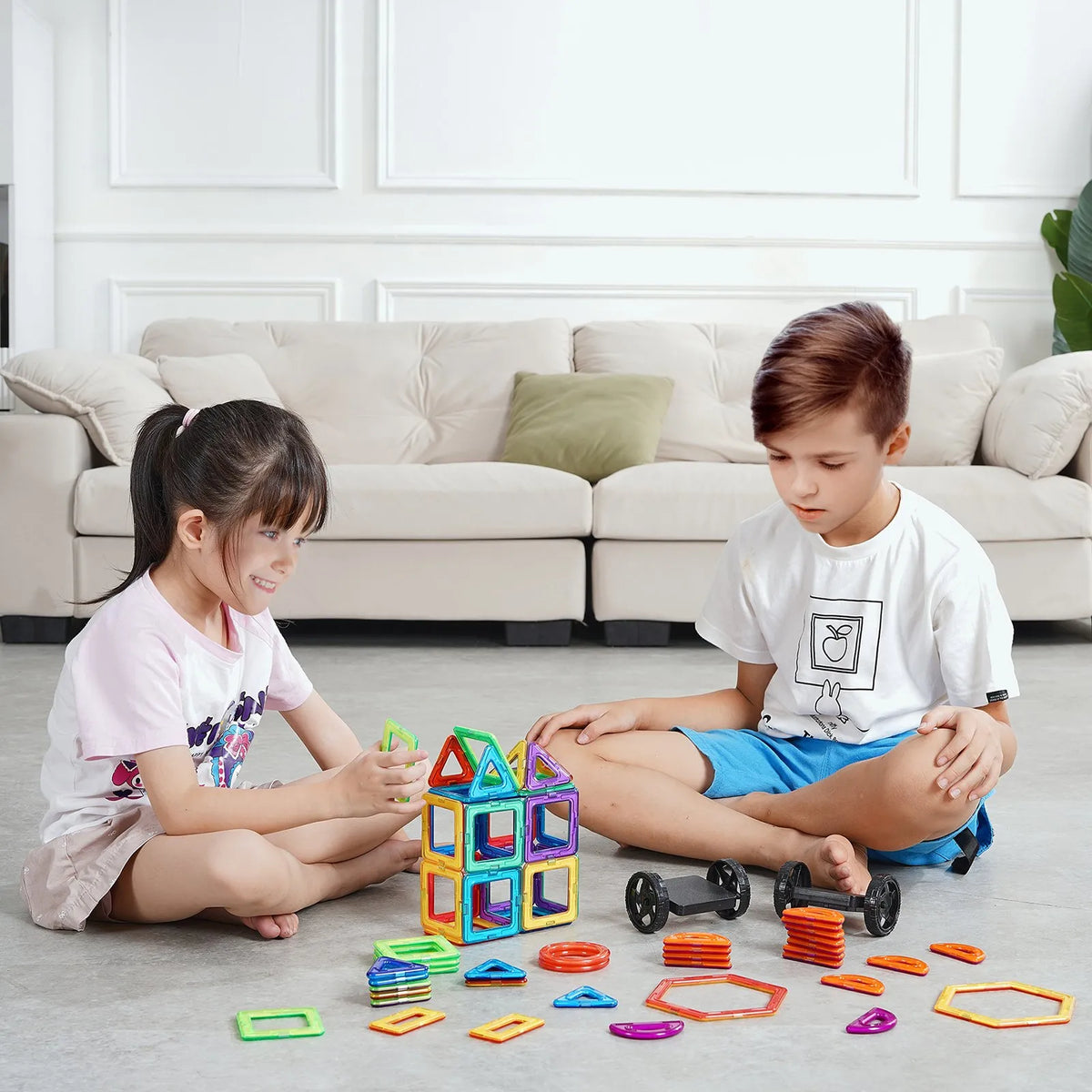 VEVOR Magnetic Tiles 62 Pieces with Wheel Set, STEM, from 4 Years
