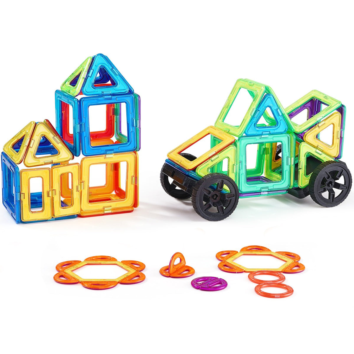 VEVOR Magnetic Tiles 62 Pieces with Wheel Set, STEM, from 4 Years
