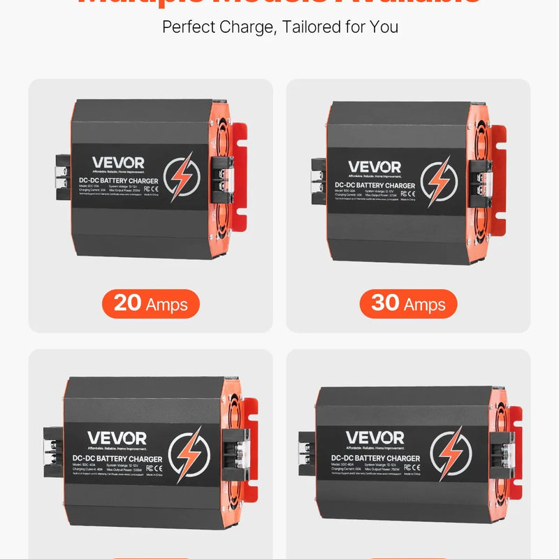 VEVOR 12 V 30 A DC–DC akumulatora lādētājs 375 W, borta lādētājs svina-skābes, litija, AGM, GEL un šķidrā elektrolīta akumulatoriem, viedā daudzpakāpju uzlāde, paredzēts kemperiem, komerctransportam, laivām un jahtām