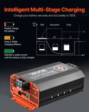 VEVOR 12 V 60 A DC–DC akumulatora lādētājs 750 W, borta lādētājs svina-skābes, litija, AGM, GEL un šķidrā elektrolīta akumulatoriem, viedā daudzpakāpju uzlāde, paredzēts kemperiem, komerctransportam, laivām un jahtām