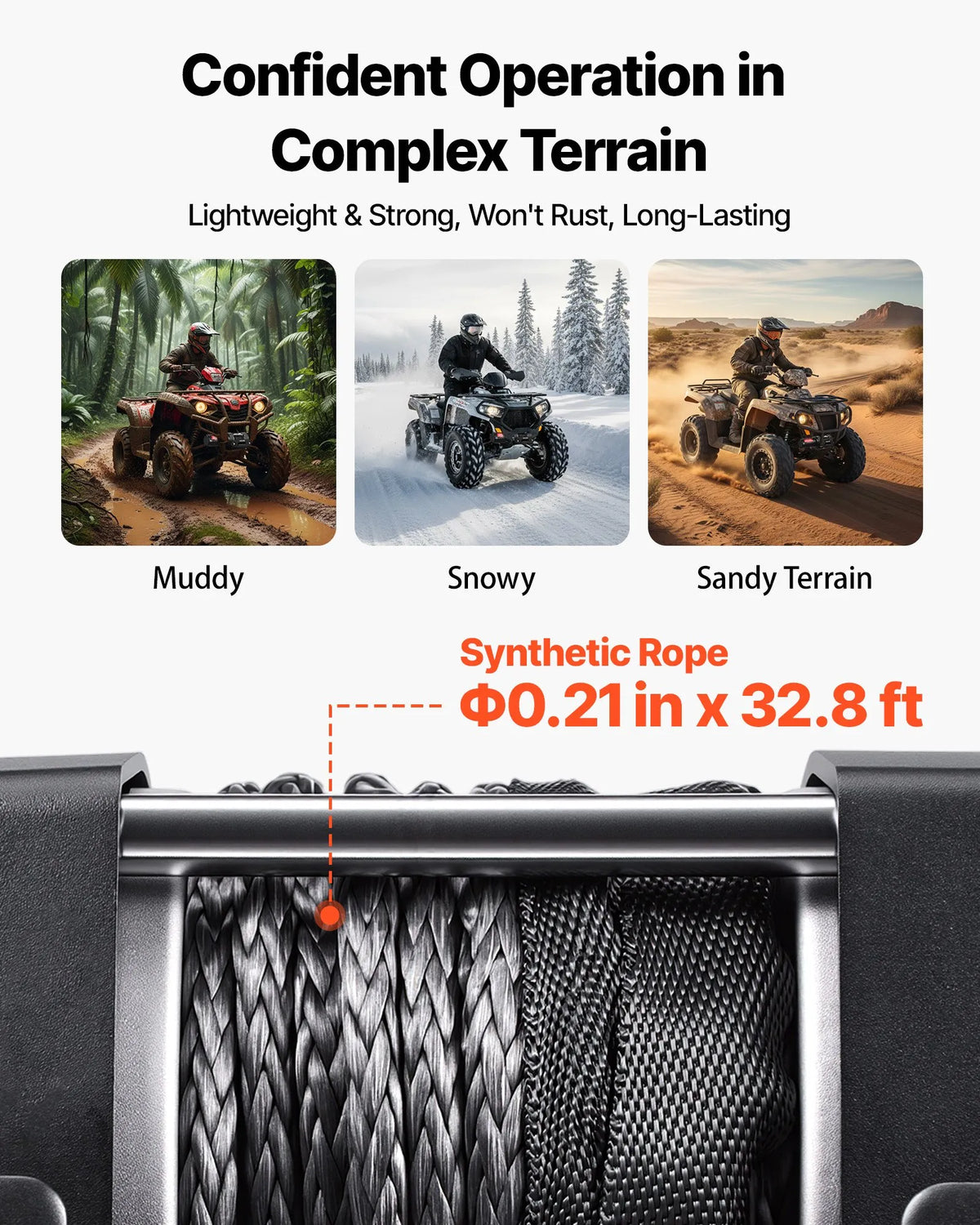 VEVOR elektriskā vinča 1587 kg, 12 V DC ATV/UTV vinča ar Ø5,5 mm x 10 m sintētisko trosi un vadu tālvadību, IP55, alumīnija vadīkla un montāžas plāksne, vilkšanai, melna - ZEMLETES.LV