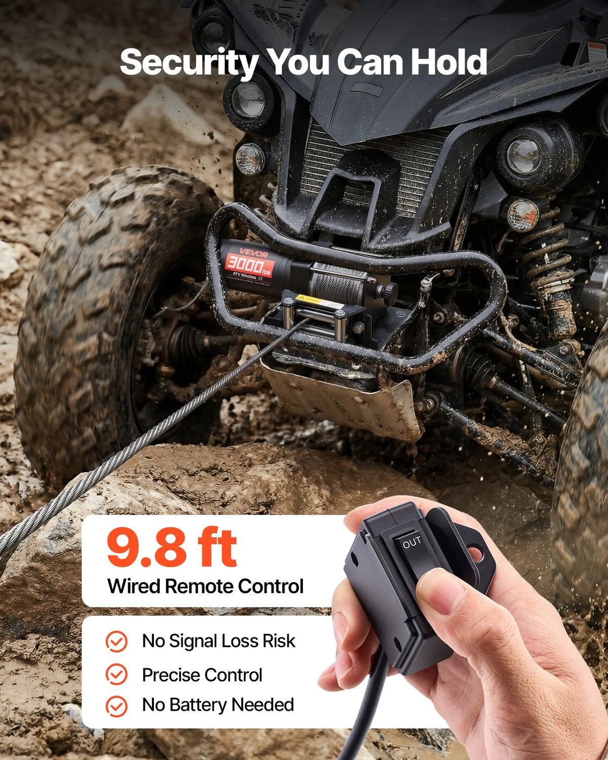 VEVOR elektriline vints 1360 kg, 12 V DC ATV/UTV vints koos Ø5 mm × 12 m terastrossiga, kaugjuhtimispuldiga, IP55, alumiiniumkorpuse ja paigaldusplaadiga, must