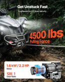 VEVOR elektriskā vinča ATV/UTV 2041 kg ar Φ6 mm x 12 m tērauda trosi, bezvadu un vadu tālvadības pulti, IP54 ūdensizturība, ar rullīšu vadotni un montāžas plāksni bezceļu vilkšanai - ZEMLETES.LV