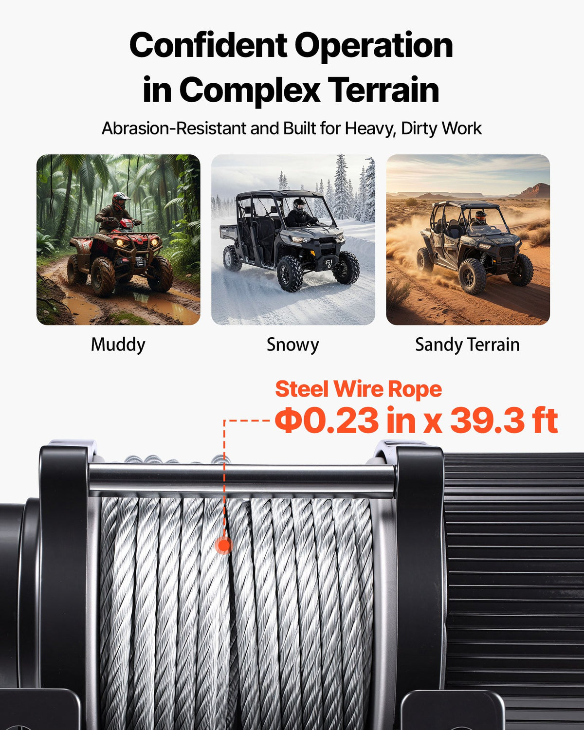 VEVOR elektriskā vinča ATV/UTV 2041 kg ar Φ6 mm x 12 m tērauda trosi, bezvadu un vadu tālvadības pulti, IP54 ūdensizturība, ar rullīšu vadotni un montāžas plāksni bezceļu vilkšanai - ZEMLETES.LV