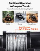 VEVOR elektriskā vinča ATV/UTV 2041 kg ar Φ6 mm x 12 m tērauda trosi, bezvadu un vadu tālvadības pulti, IP54 ūdensizturība, ar rullīšu vadotni un montāžas plāksni bezceļu vilkšanai - ZEMLETES.LV