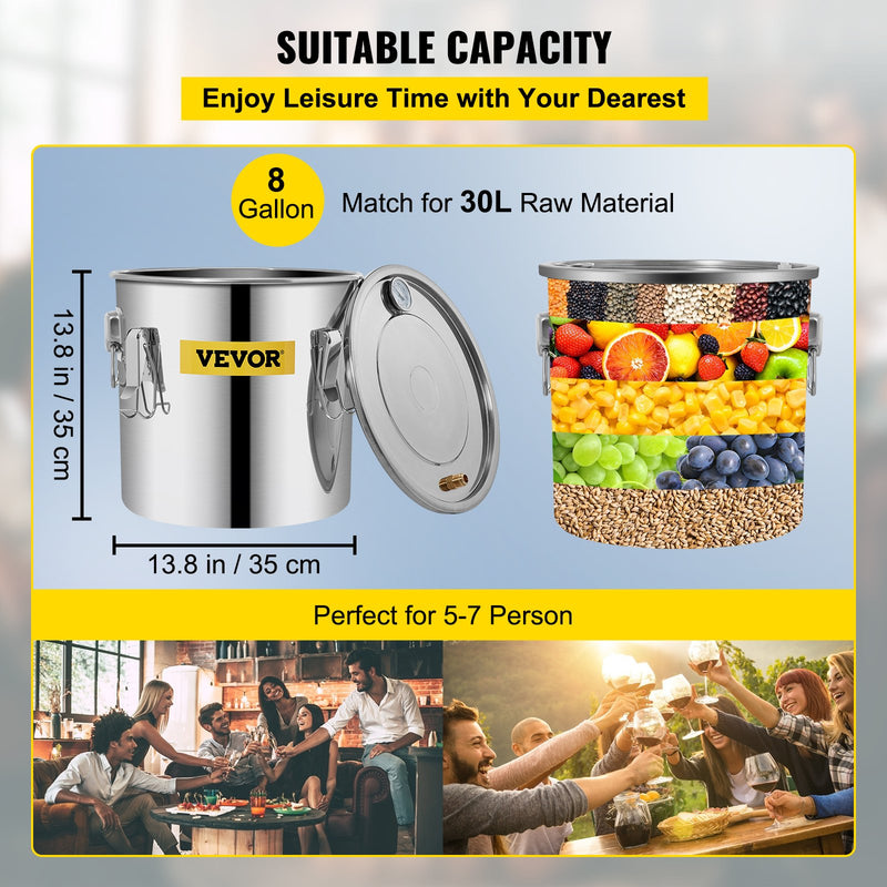 30L nerūsējoša tērauda destilācijas komplekts alkohola, ēterisko eļļļu destilācijai, ar ūdens sūkni