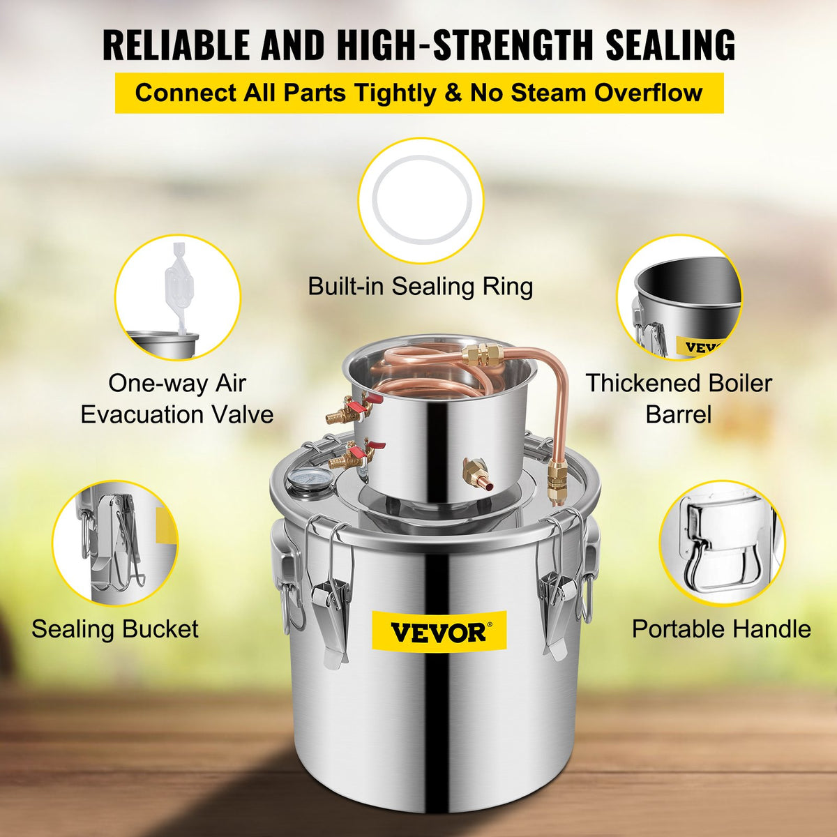 VEVOR 30 l distillation kit with water pump for alcohol and essential oils