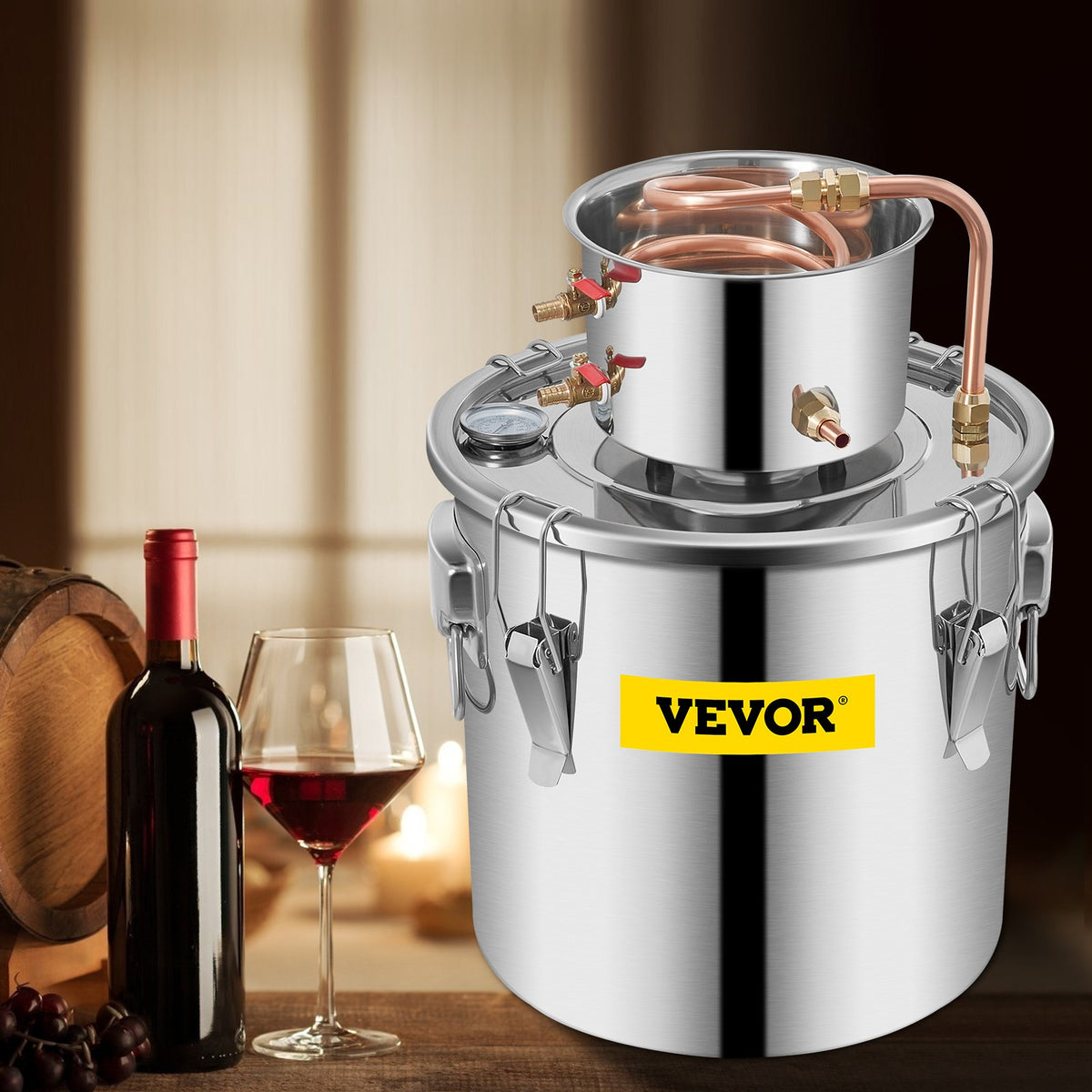 VEVOR 30 l distillation kit with water pump for alcohol and essential oils