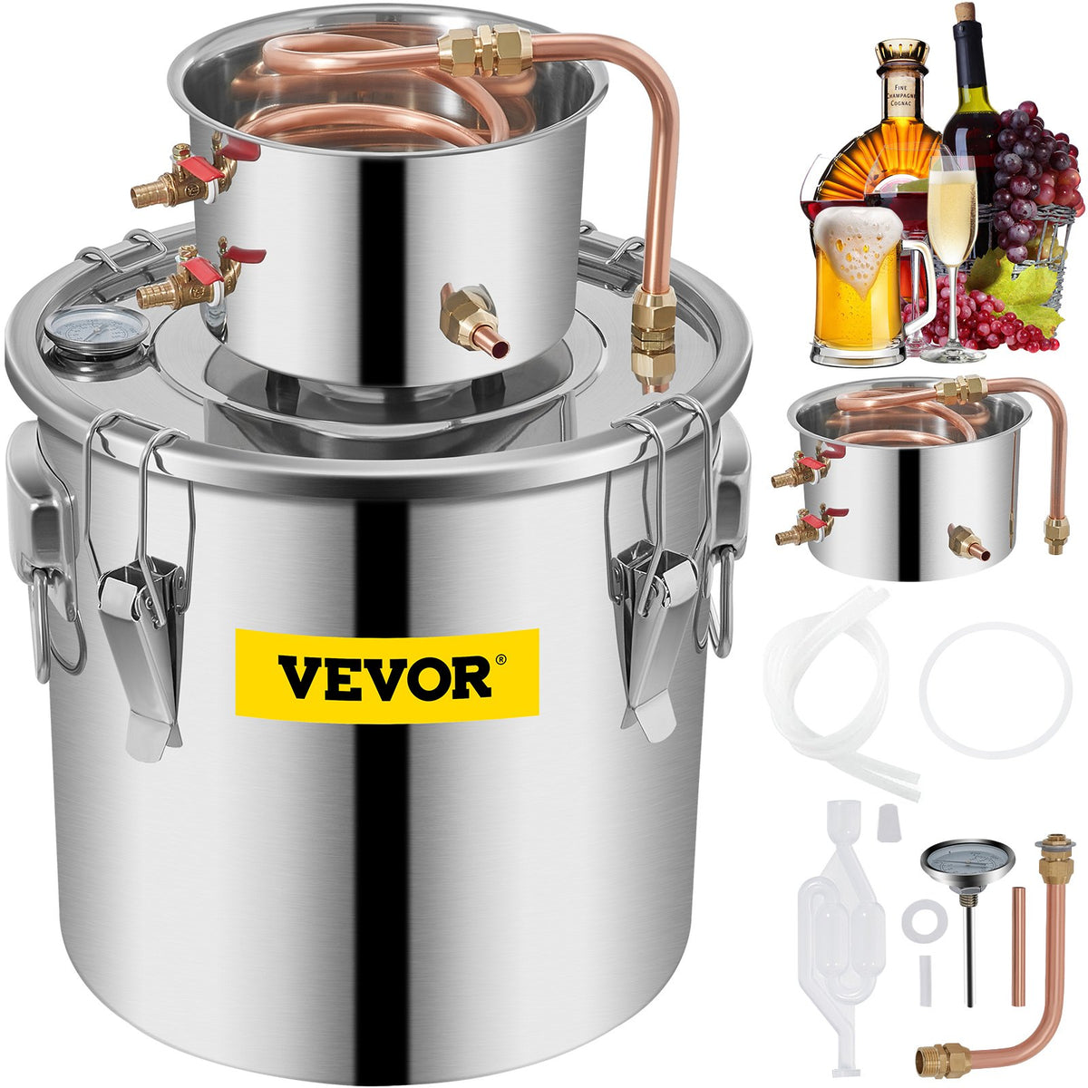 VEVOR дистиллятор 30 л с терморегулятором, для алкоголя и воды