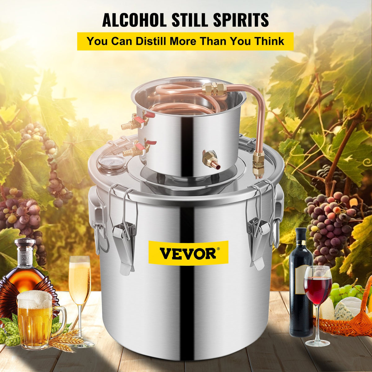 VEVOR дистиллятор 30 л с терморегулятором, для алкоголя и воды