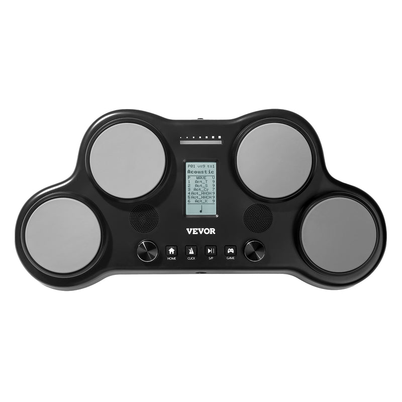 VEVOR elektriskā bungas sistēma ar 4 spilventiņiem, 163 skaņām, austiņu ligzdu un stereo skaļruņiem
