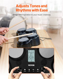 VEVOR elektriskā bungas sistēma ar 4 spilventiņiem, 163 skaņām, austiņu ligzdu un stereo skaļruņiem