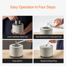 VEVOR galda ugunskura bļoda, betona galda kamīns iekštelpām un āra dekoram, pārnēsājams spirta deglis “S’mores” pagatavošanai, piemērots terasei un balkonam ar ugunsdzēšļa vāku, cilindrisks gaiši pelēks