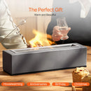 VEVOR galda ugunskura bļoda 38 cm, betona galda kamīns iekštelpām un āra dekoram, pārnēsājams spirta deglis “S’mores” pagatavošanai, piemērots terasei un balkonam, ar ugunsdzēšļa vāku, kvadrātveida gaiši pelēks