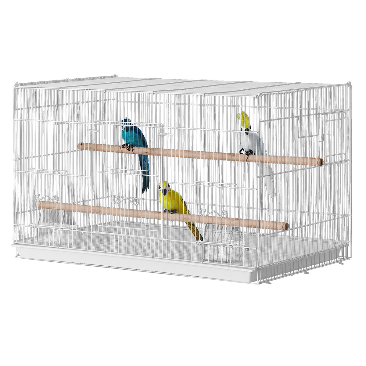 VEVOR metāla putnu lidojuma būris viļņpapagaiļiem un nimfām, 46 cm, balts