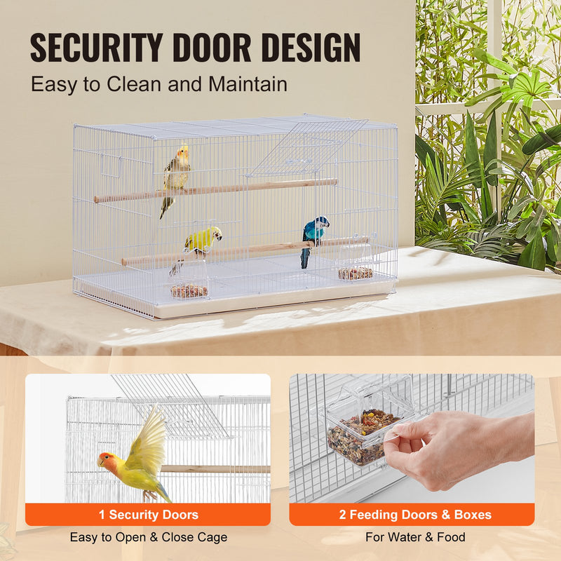VEVOR balts metāla putnu lidojuma būris 46 cm viļņpapagaiļiem un nimfu papagaiļiem