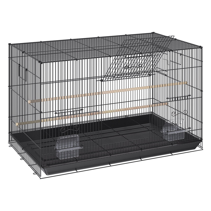 VEVOR 76 cm Putnu būris, metāla lielais parakeetu būris kokateiliem, maziem papagaiļiem, budžijiem, mīlestības putniem un kanārijputniem, mājdzīvnieku putnu būris ar ritenīšu stendu un paliktni
