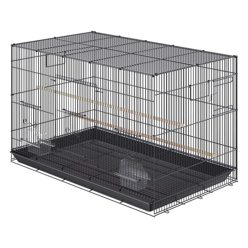 VEVOR 76 cm Putnu būris, metāla lielais parakeetu būris kokateiliem, maziem papagaiļiem, budžijiem, mīlestības putniem un kanārijputniem, mājdzīvnieku putnu būris ar ritenīšu stendu un paliktni