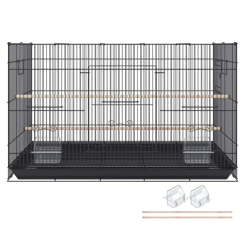 VEVOR 76 cm Putnu būris, metāla lielais parakeetu būris kokateiliem, maziem papagaiļiem, budžijiem, mīlestības putniem un kanārijputniem, mājdzīvnieku putnu būris ar ritenīšu stendu un paliktni