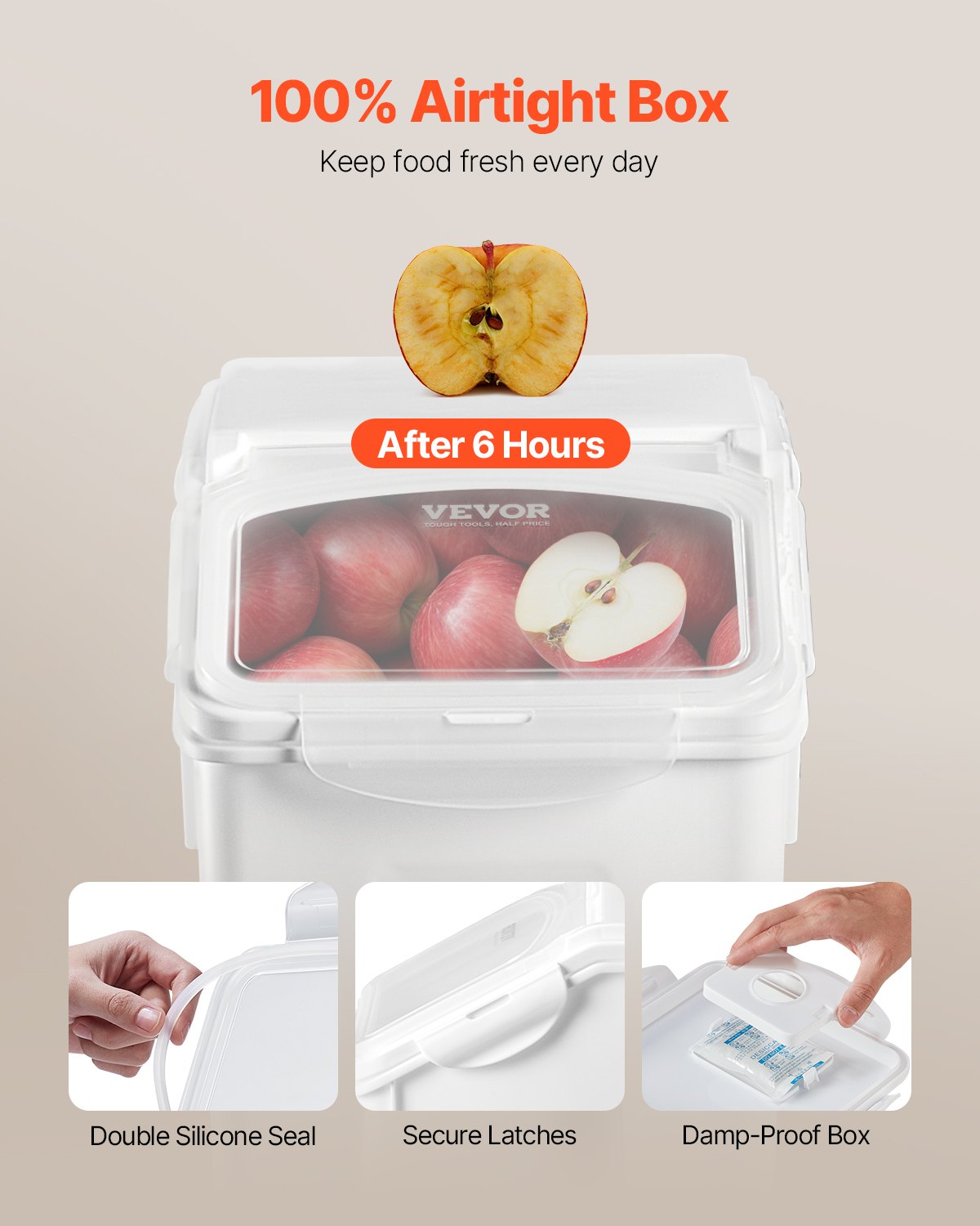 VEVOR Feed Storage Container with Wheels, Measuring Scoop and Airtight Lid, 20 l