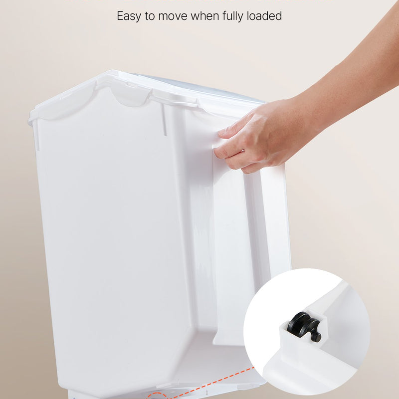 VEVOR rīsu un sastāvdaļu uzglabāšanas konteiners, 20 l ietilpības liels barības dozators ar riteņiem, mērbļodiņu un hermētisku vāku, piemērots graudiem, miltiem un mājdzīvnieku barībai, 1 gab.