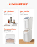 VEVOR rīsu un sastāvdaļu uzglabāšanas konteiners, 20 l ietilpības liels barības dozators ar riteņiem, mērbļodiņu un hermētisku vāku, piemērots graudiem, miltiem un mājdzīvnieku barībai, 1 gab.