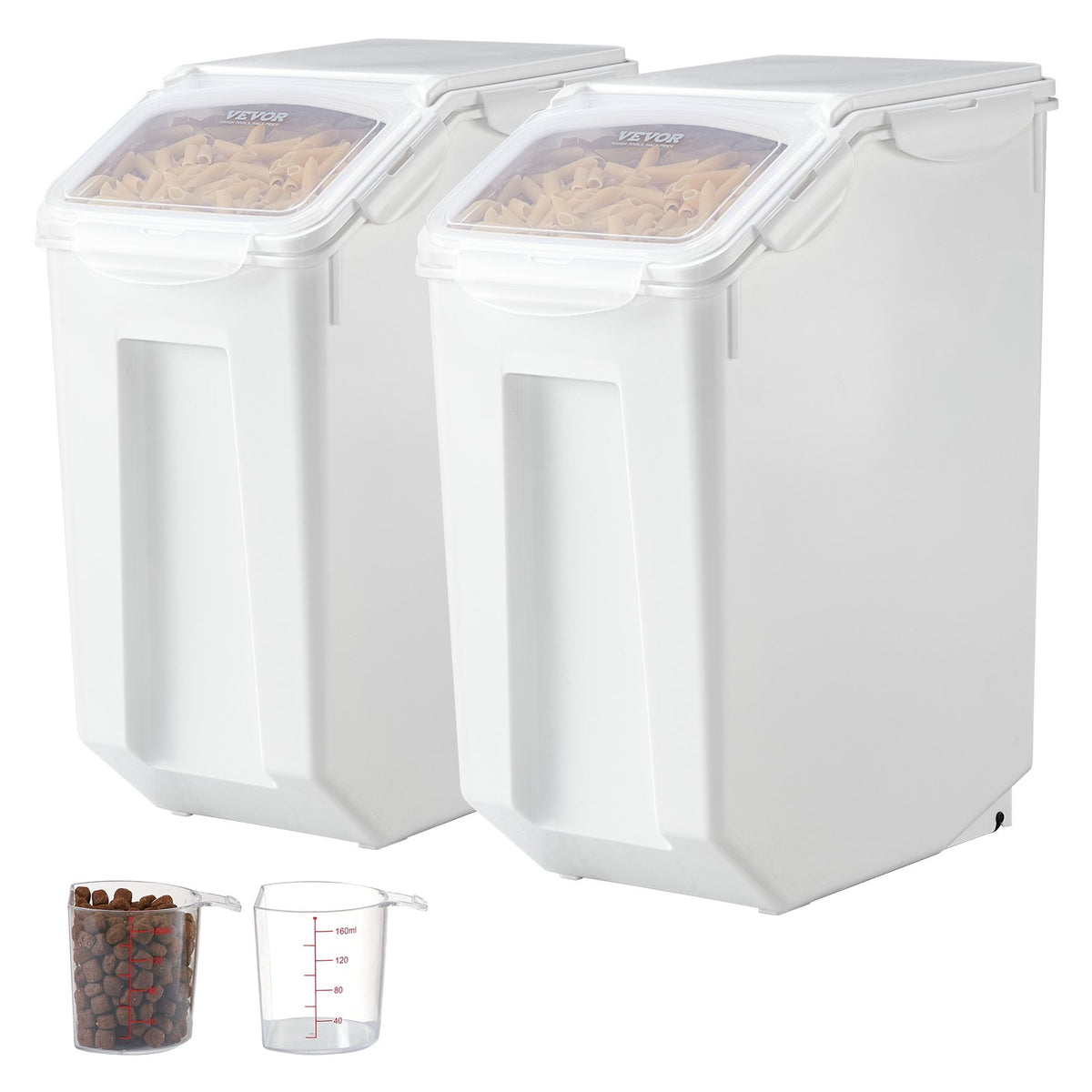 VEVOR Food Storage Container Set with Wheels and Measuring Cups, 2 × 20 l