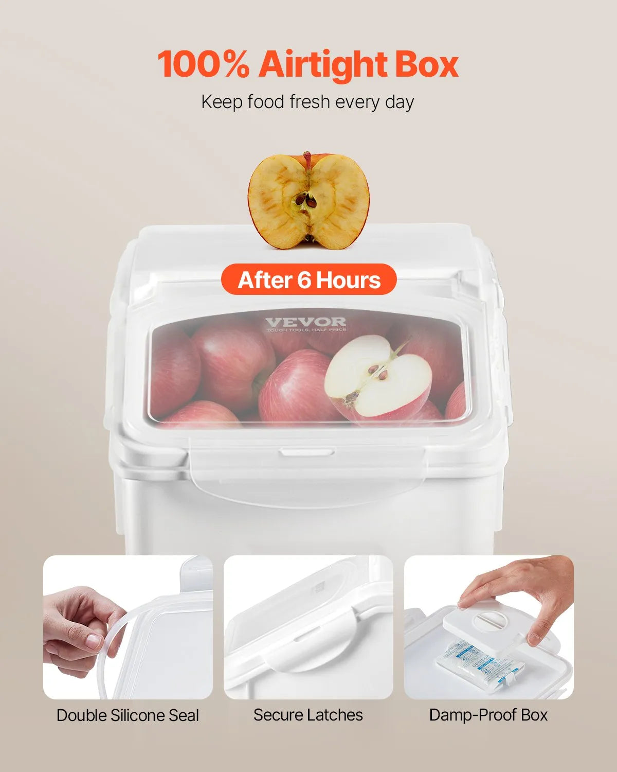 VEVOR Food Storage Container Set with Wheels and Measuring Cups, 2 × 15 l + 2 × 20 l