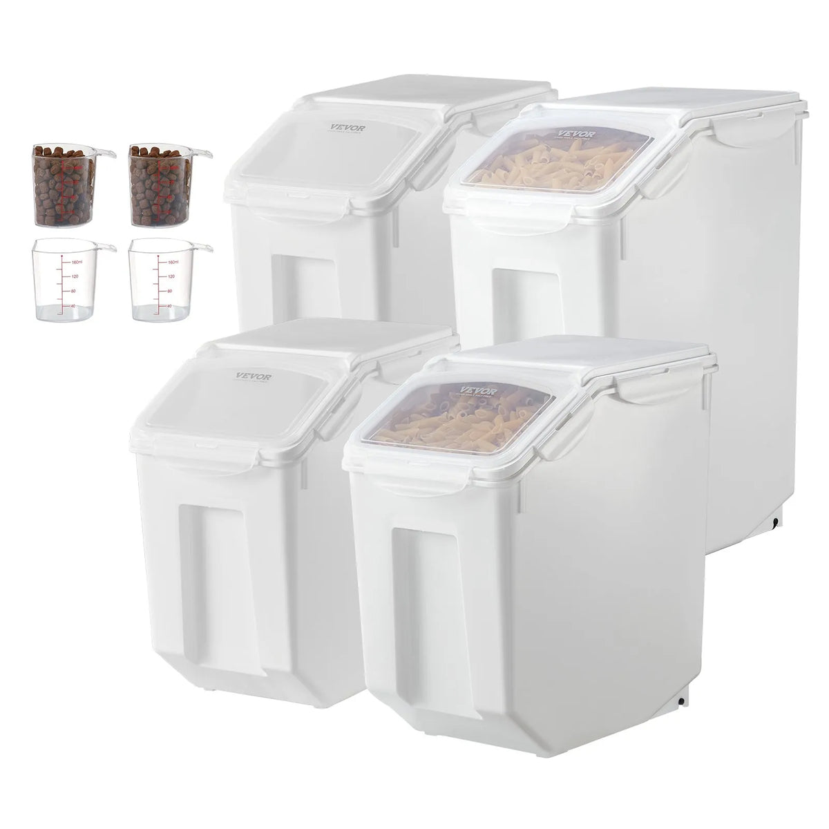 VEVOR Food Storage Container Set with Wheels and Measuring Cups, 2 × 15 l + 2 × 20 l