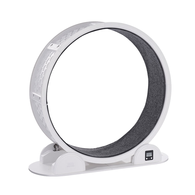 Kaķu treniņrats ar pedometru, 103,6 cm, ar bremzi un paklājētu skrejceļu, kluss skrejritenis telpām kaķiem līdz 13,6 kg, balts