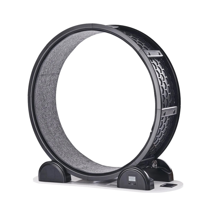 VEVOR kaķu skriešanas ritenis ar pedometru, bremzi un paklājotu skriešanas virsmu, 104 cm kluss trenažieris telpām kaķiem līdz 13,6 kg, melns