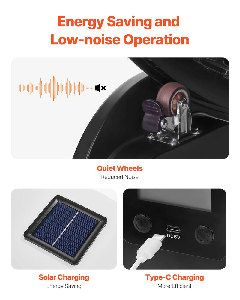 VEVOR kaķu skriešanas ritenis ar pedometru, bremzi un paklājotu skriešanas virsmu, 104 cm kluss trenažieris telpām kaķiem līdz 13,6 kg, melns