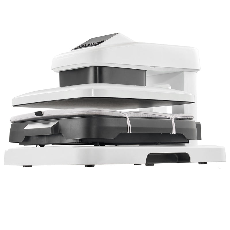 VEVOR automātiskā termoprese 38 x 38 cm ar automātisku atvēršanu un regulējamu spiedienu, digitālo displeju un ātru uzsilšanu sublimācijai, vinila un termopārneses projektiem balta - ZEMLETES.LV