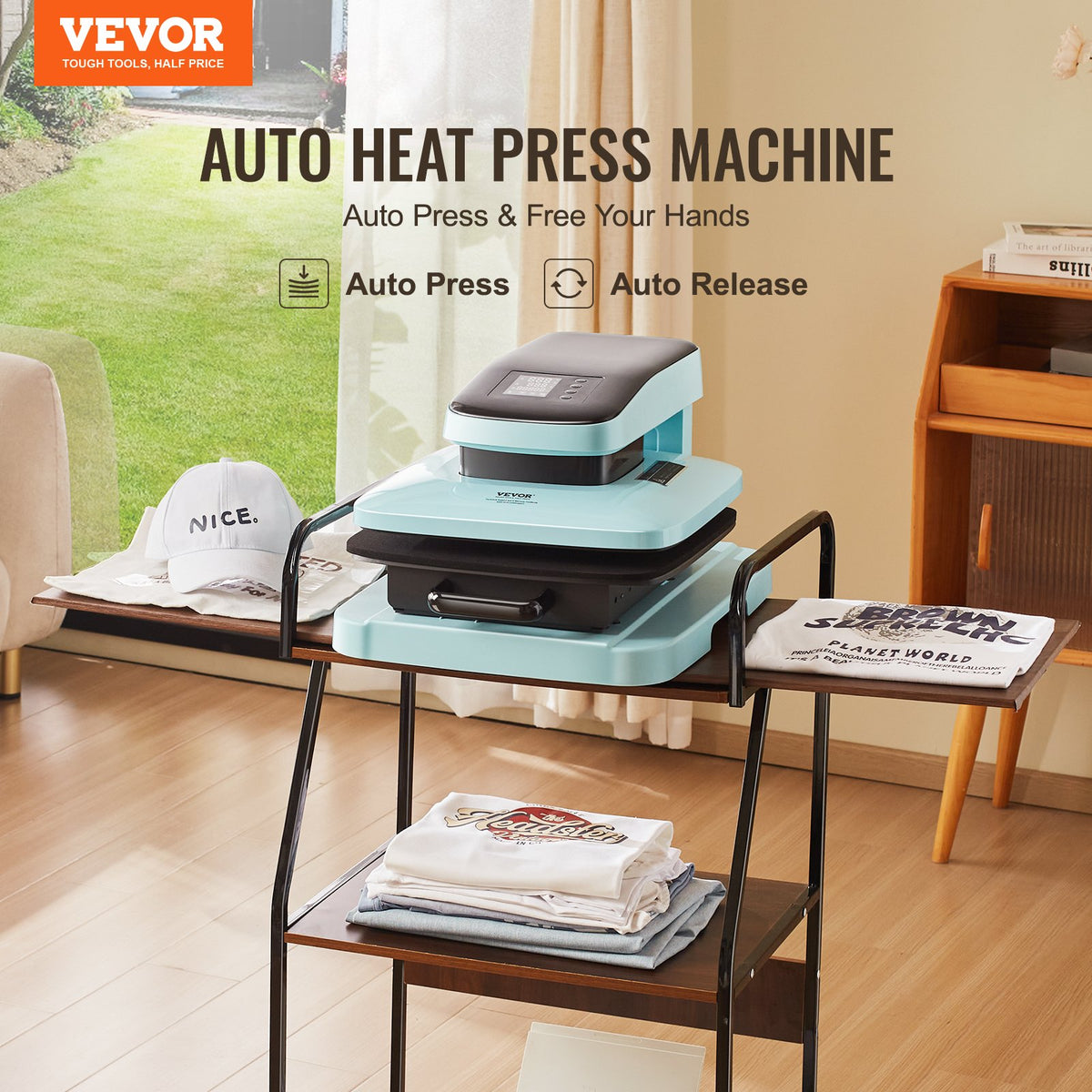 VEVOR automaatne kuumpress 38 × 38 cm automaatse avanemisega, sublimatsiooniks, vinüülile ja termoülekandeks