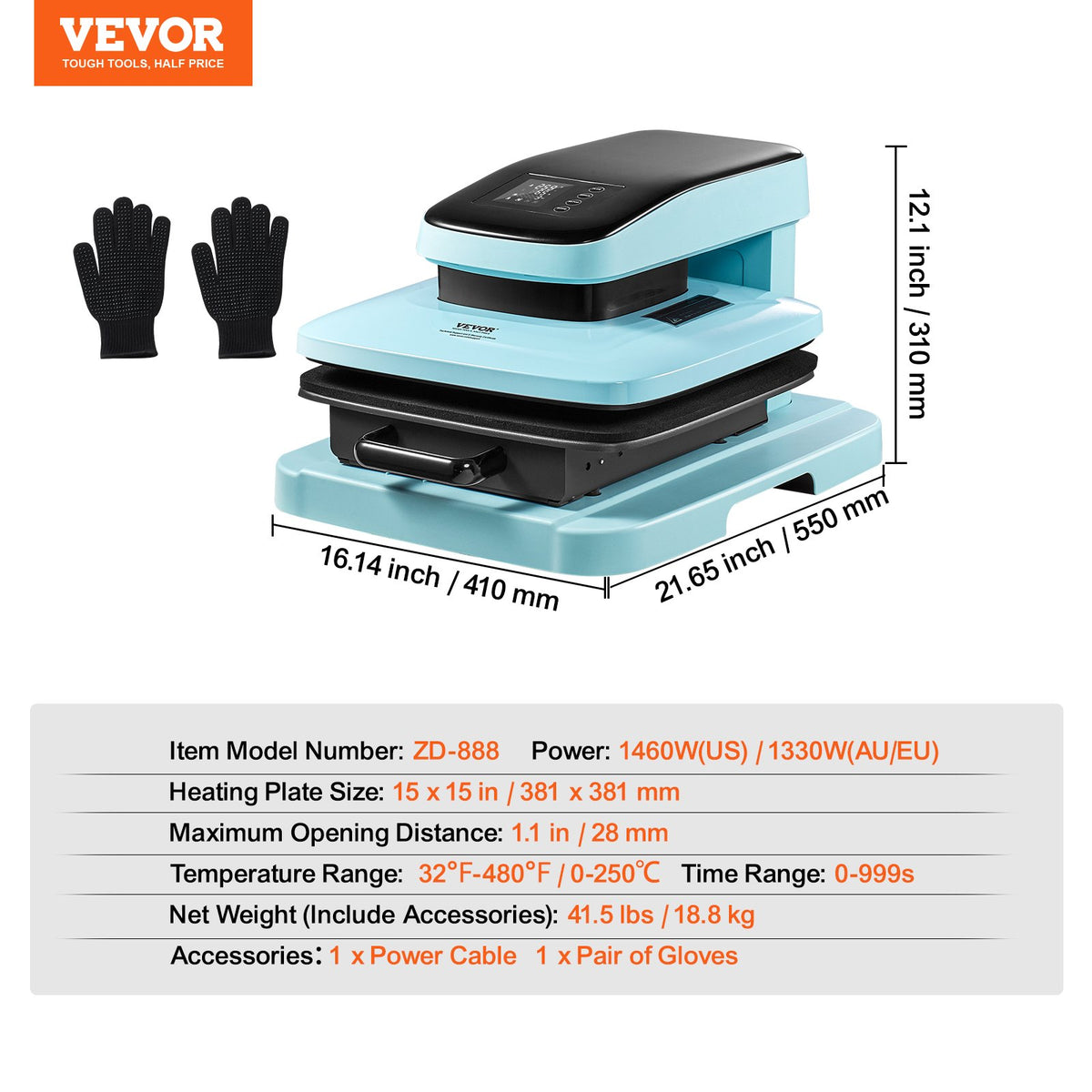 VEVOR automaatne kuumpress 38 × 38 cm automaatse avanemisega, sublimatsiooniks, vinüülile ja termoülekandeks