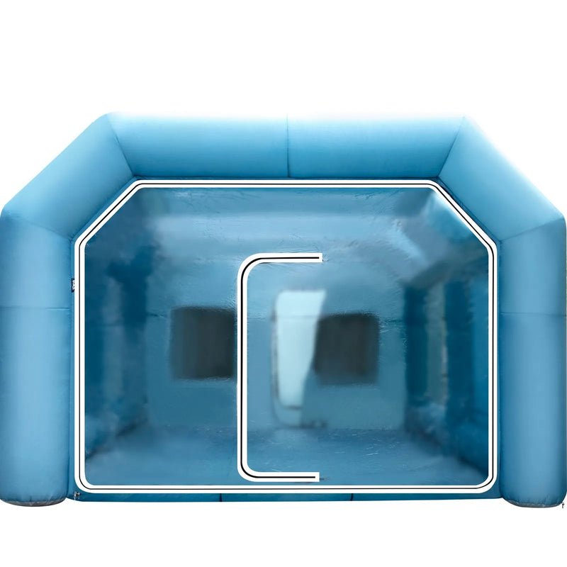 Piepūšamā krāsošanas telpa 10 x 5 x 3,5 m, ar 2 pūtējiem, piepūšamā krāsošanas kabīne ar filtru sistēmu, pārnēsājama automašīnu krāsošanas telpa automašīnu novietošanas telts darba vietai