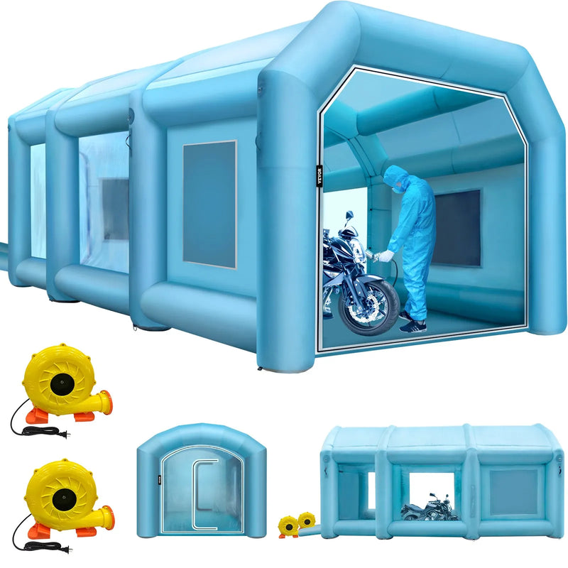 Uzpūšamā krāsošanas kabīne automašīnām 9 × 6 × 4 m ar filtru un 2 ventilatoriem
