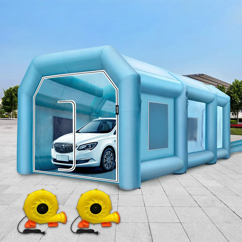 Uzpūšamā krāsošanas kabīne automašīnām 9 × 6 × 4 m ar filtru un 2 ventilatoriem