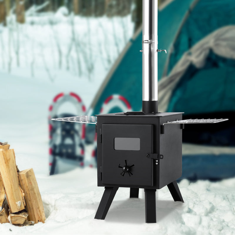 VEVOR pārnēsājama malkas krāsns ar skursteni, 220 cm, 22,9 l degkamera, 8 caurules