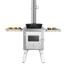 VEVOR nerūsējošā tērauda malkas krāsns, 218 cm, pārnēsājama kempinga krāsns ar skursteni un cimdiem, 3000 in³ kurtuves tilpums, piemērota ēdiena gatavošanai un apkurei brīvā dabā, komplektā 8 caurules