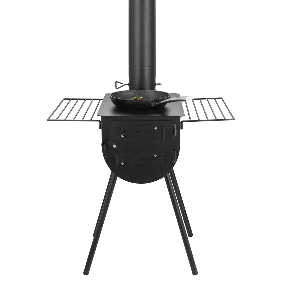 VEVOR Portable Wood Stove with Chimney, 3,000 in³ Firebox, 300 cm, Outdoor Cooking and Heating, 8 Pipes, Alloy Steel