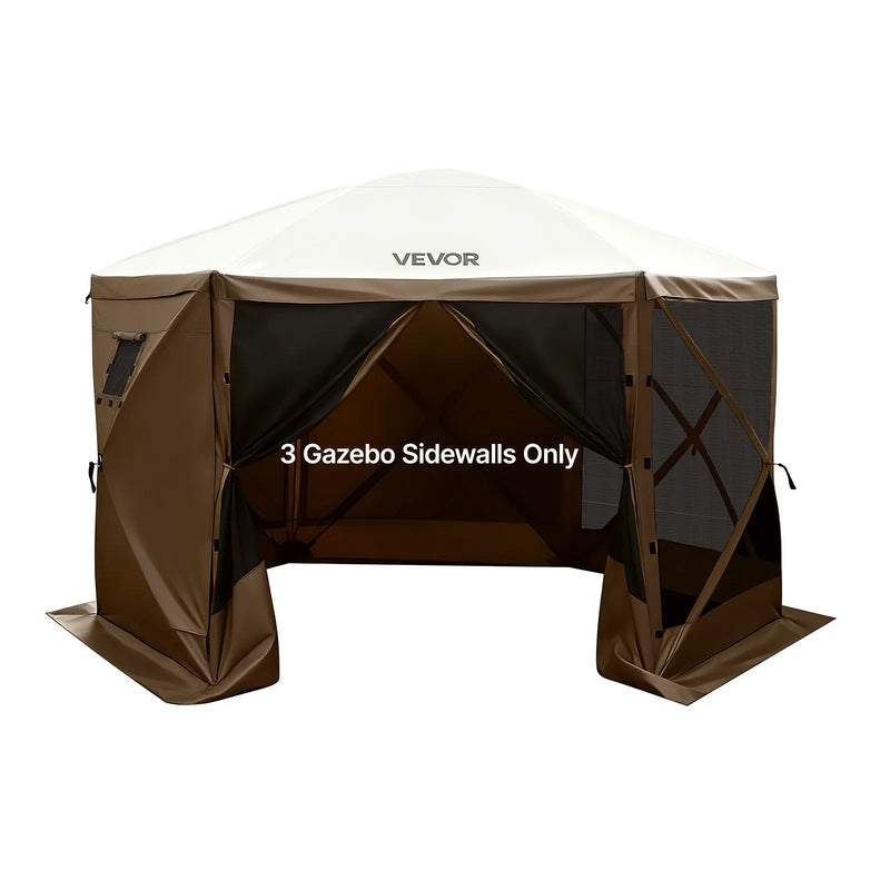 VEVOR nojumes sānu sienas 1,73 x 1,48 m, ar ūdensizturīgu un saules aizsardzības slāni, ar vienpusēju loga dizainu, piemērotas āra pasākumu teltīm un tirdzniecības stendiem, komplektā 3 gab., brūnas