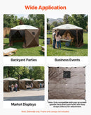 VEVOR nojumes sānu sienas 1,73 x 1,48 m, ar ūdensizturīgu un saules aizsardzības slāni, ar vienpusēju loga dizainu, piemērotas āra pasākumu teltīm un tirdzniecības stendiem, komplektā 3 gab., brūnas