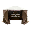 VEVOR nojumes sānu sienas 1,73 x 1,48 m, ar ūdensizturību un saules aizsardzību, 1 sānu siena ar rāvējslēdzēja durvīm un 2 ar logiem, piemērotas āra pasākumu teltīm un tirdzniecības stendiem, komplektā 6 gab., brūnas