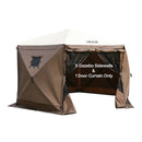 VEVOR nojumes sānu sienas 1,73 x 1,48 m, ar ūdensizturību un saules aizsardzību, 1 sānu siena ar rāvējslēdzēja durvīm un 2 ar logiem, piemērotas āra pasākumu teltīm un tirdzniecības stendiem, komplektā 6 gab., brūnas