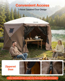 VEVOR nojumes sānu sienas 1,73 x 1,48 m, ar ūdensizturību un saules aizsardzību, 1 sānu siena ar rāvējslēdzēja durvīm un 2 ar logiem, piemērotas āra pasākumu teltīm un tirdzniecības stendiem, komplektā 6 gab., brūnas