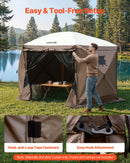 VEVOR nojumes sānu sienas 1,73 x 1,48 m, ar ūdensizturību un saules aizsardzību, 1 sānu siena ar rāvējslēdzēja durvīm un 2 ar logiem, piemērotas āra pasākumu teltīm un tirdzniecības stendiem, komplektā 6 gab., brūnas