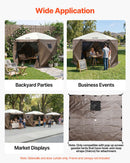 VEVOR nojumes sānu sienas 1,73 x 1,48 m, ar ūdensizturību un saules aizsardzību, 1 sānu siena ar rāvējslēdzēja durvīm un 2 ar logiem, piemērotas āra pasākumu teltīm un tirdzniecības stendiem, komplektā 6 gab., brūnas