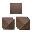 VEVOR nojumes sānu sienas 1,73 x 1,48 m, ar ūdensizturību un saules aizsardzību, 1 sānu siena ar rāvējslēdzēja durvīm un 2 ar logiem, piemērotas āra pasākumu teltīm un tirdzniecības stendiem, komplektā 6 gab., brūnas